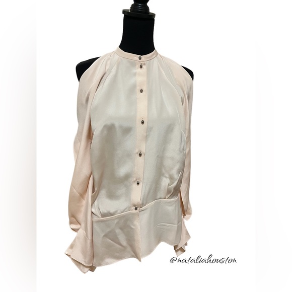 ROLAND MOURET Haynes Cold shoulder Long Sleeve 100% Silk Blouse. - Picture 6 of 17